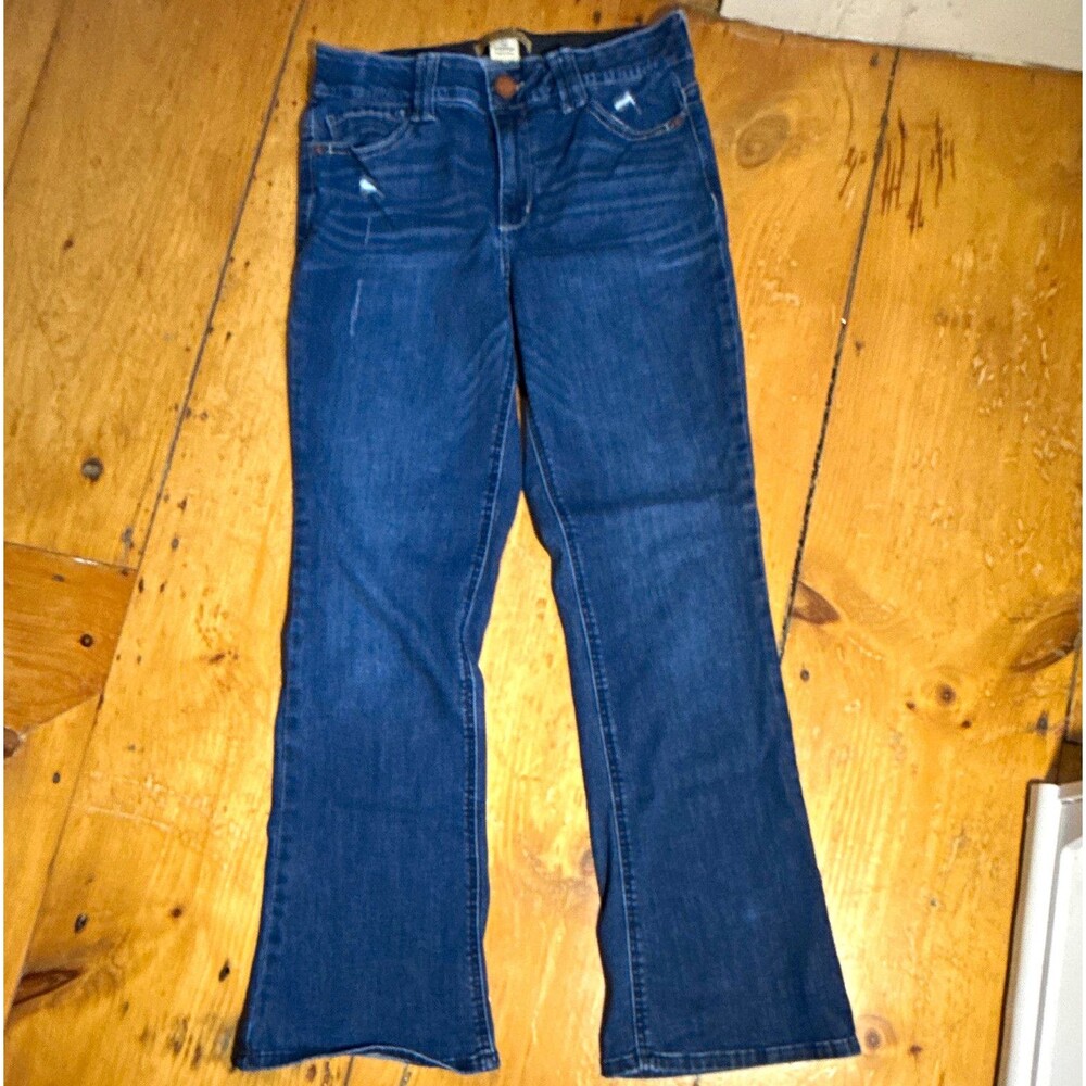 Democracy Women's Blue Dark Wash Mid Rise Stretch Bootcut 5-Pocket Jeans 10